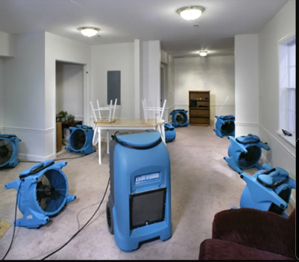 Air movers and dehumidifier setup for Water Extraction & Removal in Ansonia